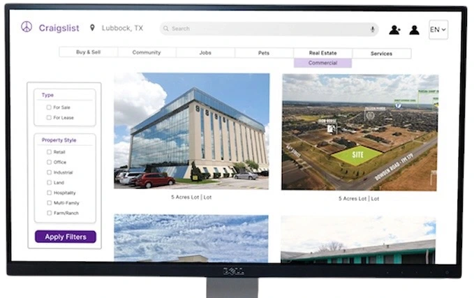Final design of a commercial property listing page